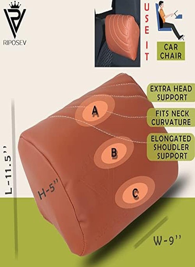 RIPOSEV GMV Memory Foam Headrest Neck Rest Cushion - Ergonomic Car Neck Pillow Cervical Support for Neck Pain Relief in Office, Driving Pack of 2, Majestic Tan - Image 4